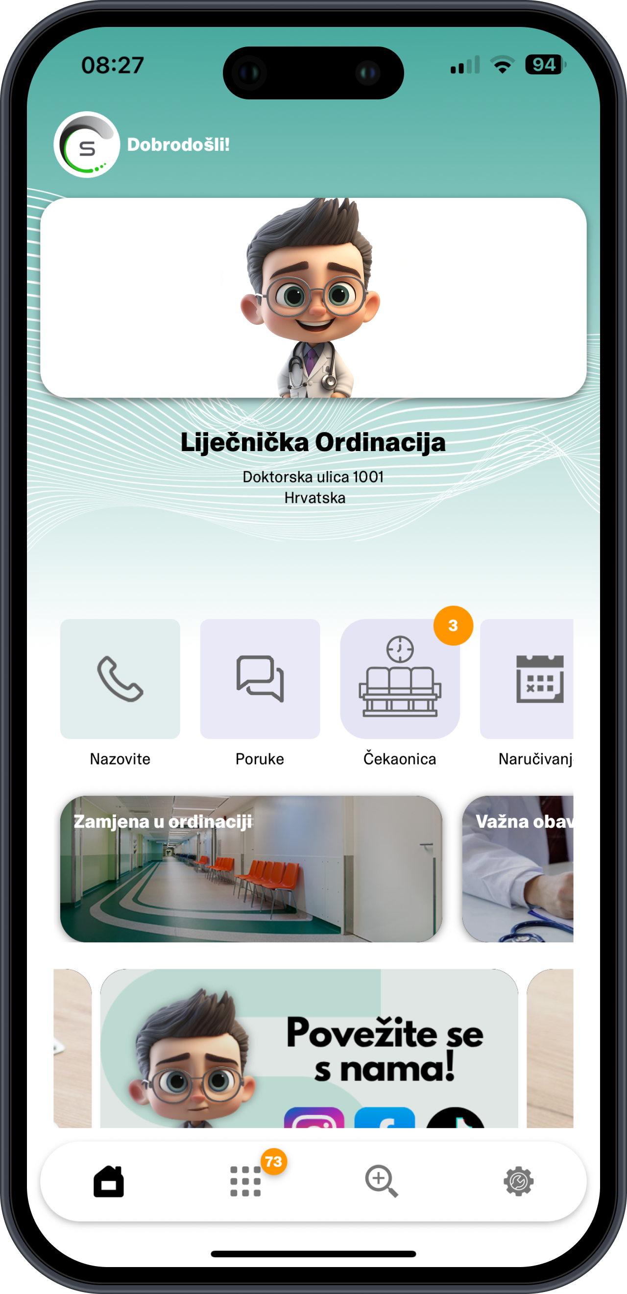 Snimka zaslona početna stranica